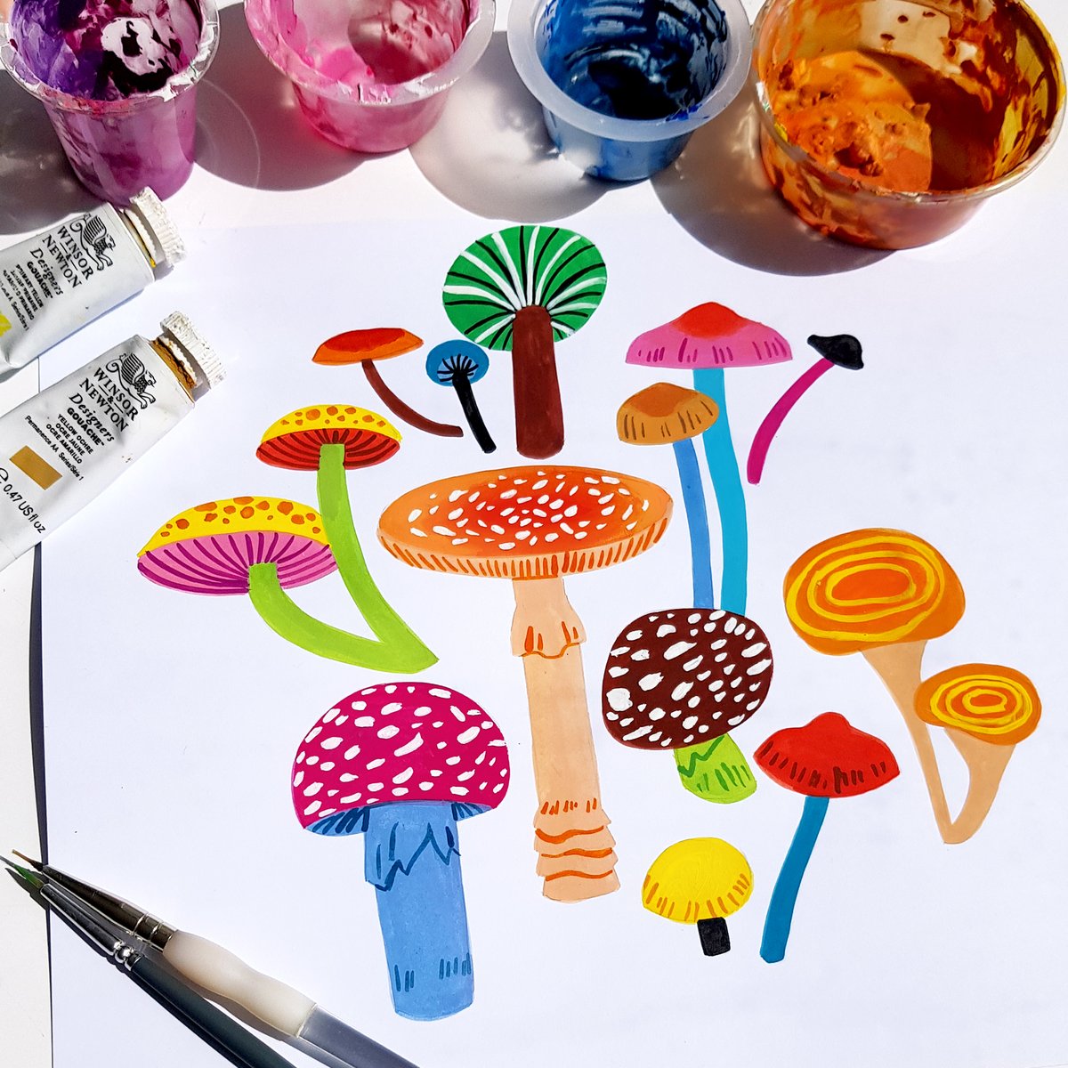 Today's mushroom doodles 🍄#drawings #mushrooms #fungi #Illustrator #painted