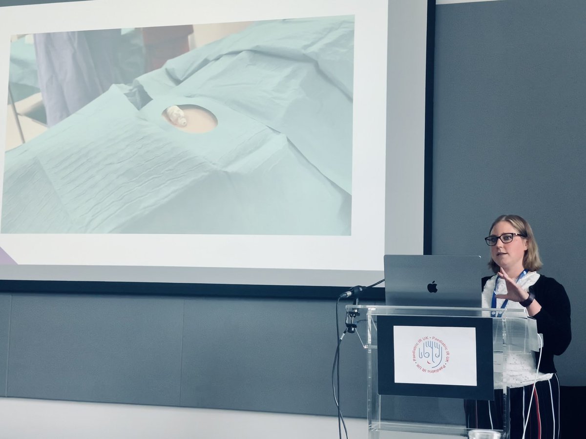 @alicejenkins87 delivering an absolute masterclass on #paediatric #GJfeedingtubes at Paediatric IR UK today. 4 mins to change a tube in an awake child - outstanding service by our clinical specialist radiographers with @Paed_IR_Rad and Bex Craig