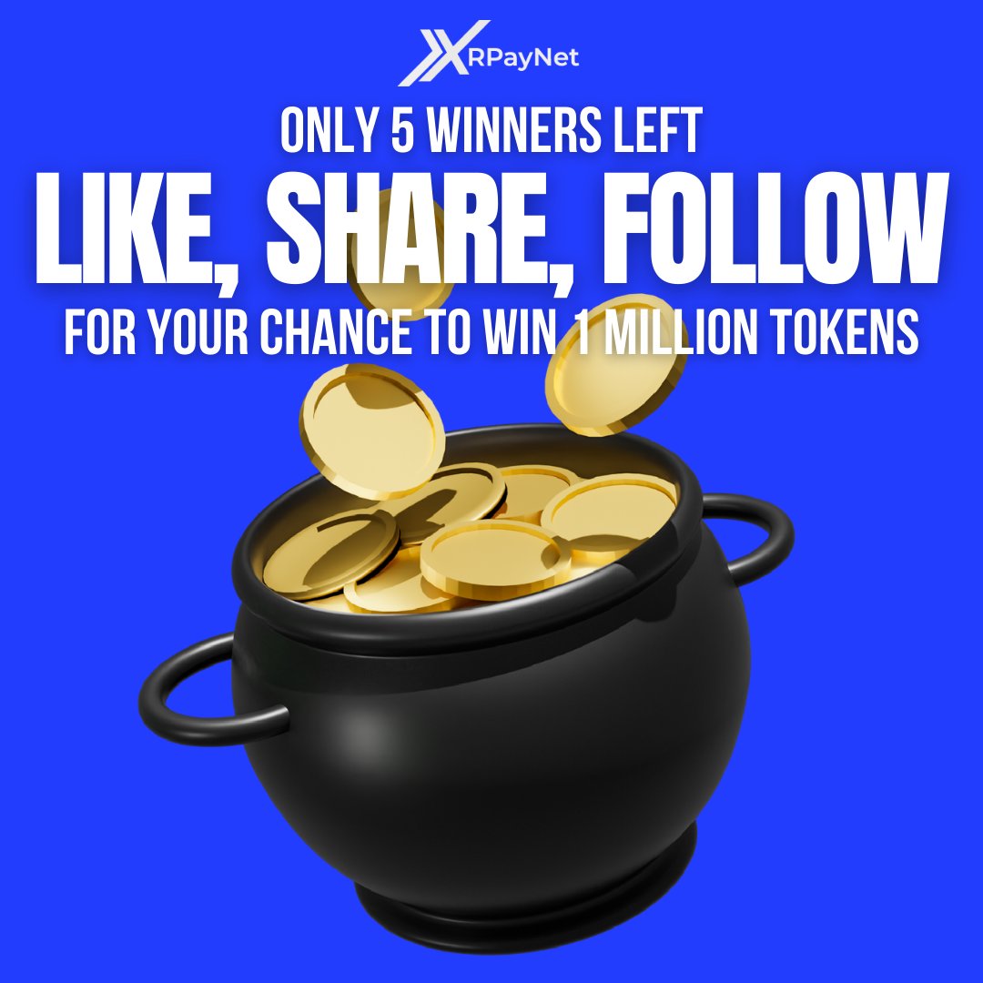 XRPayNet's tweet photo. 1 Million Tokens to each winner!!!

You'd be crazy not to enter!

🔥LIKE SHARE &amp; FOLLOW NOW🔥

#XRPAYNET #GIVEAWAY #tokens #token #share #becrazy #XRPL #crypto #blockchain https://t.co/HLPnSJxyIA