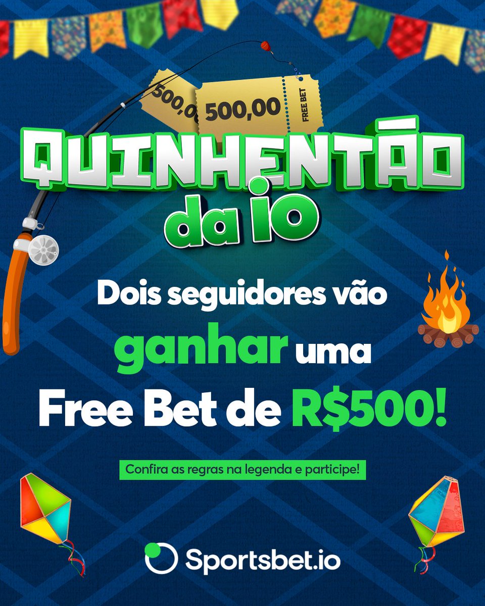 O clima de festa junina chegou também na io!! Bora participar do nosso QUINHENTÃO e concorrer a uma free bet de R$500? Dois vencedores vão levar essa hein!! Bora Participar?

É só:
➡️Dar RT
➡️Seguir <a href="/sportsbetiobr/">Dicas de Apostas</a> 

O resultado saí dia 01/07! 
🚫 Apenas para maiores de 18 anos.