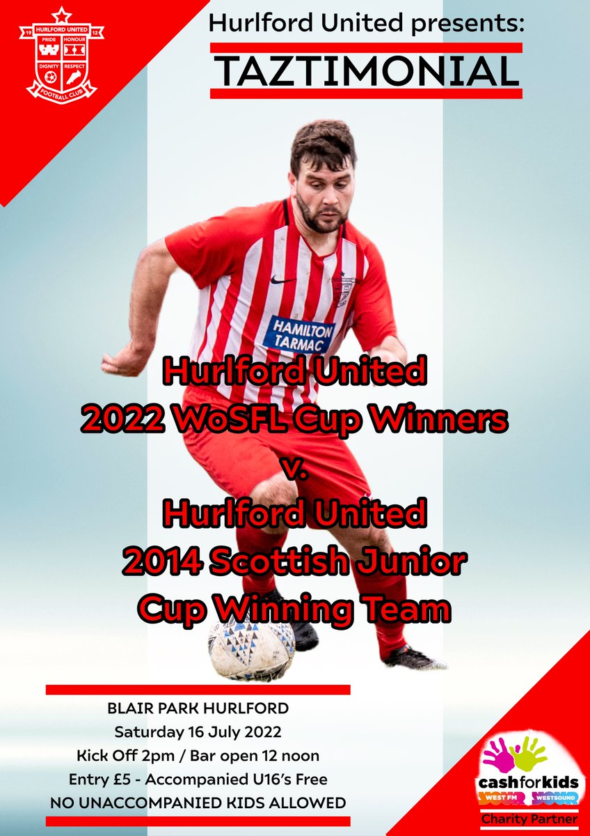 Season 22/23 will be Paul (Taz) McKenzie’s 10th with us. We’ve lined up 4 events across the season to help us celebrate &amp; first is a select match against our 2014 Scottish Junior Cup Winning team on 16 July 2022 at Blair Park. We’d love to see you there. #Taztimonial #MontheFord