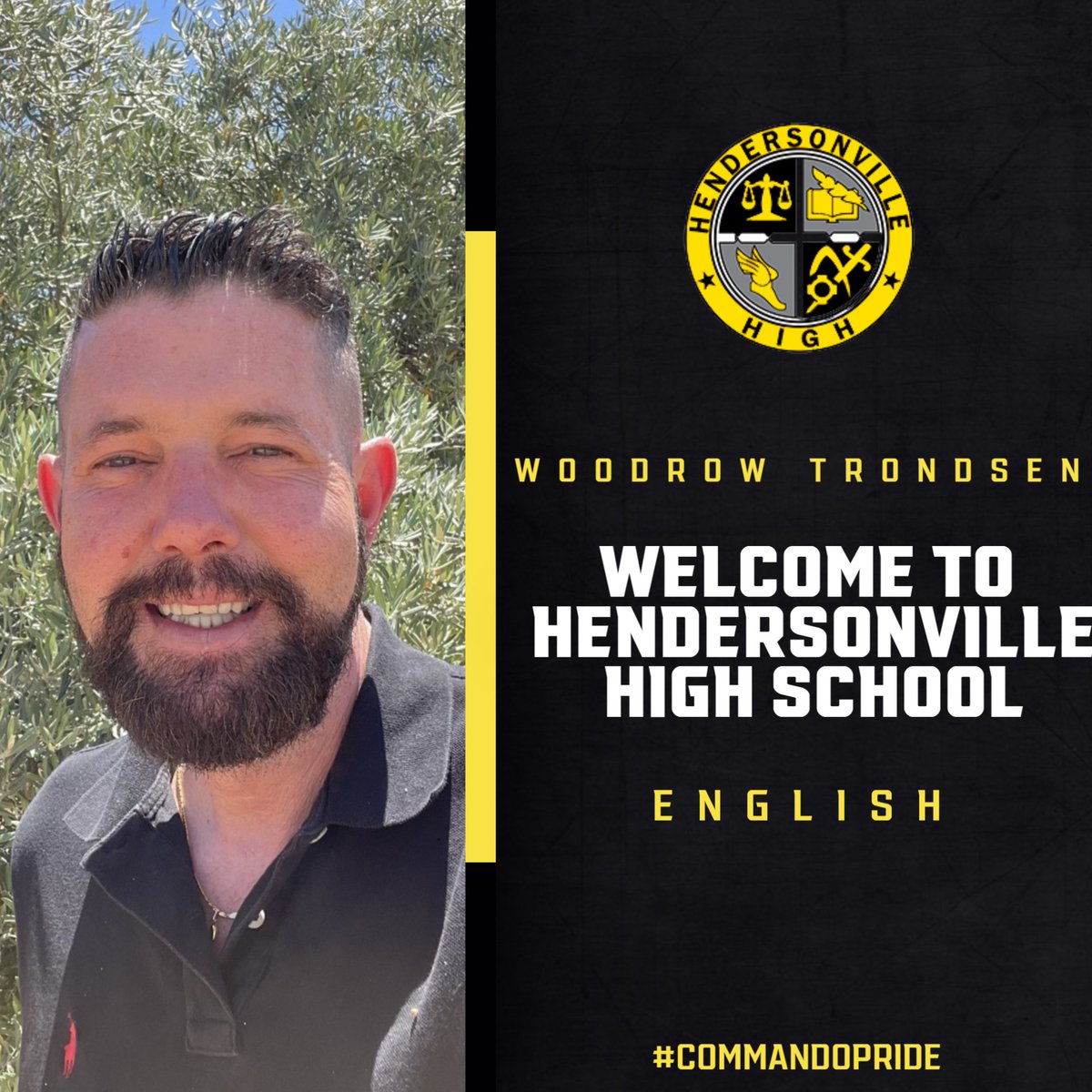 Welcome to Hendersonville High School Mr. Woodrow Trondsen as teacher in our English Department.