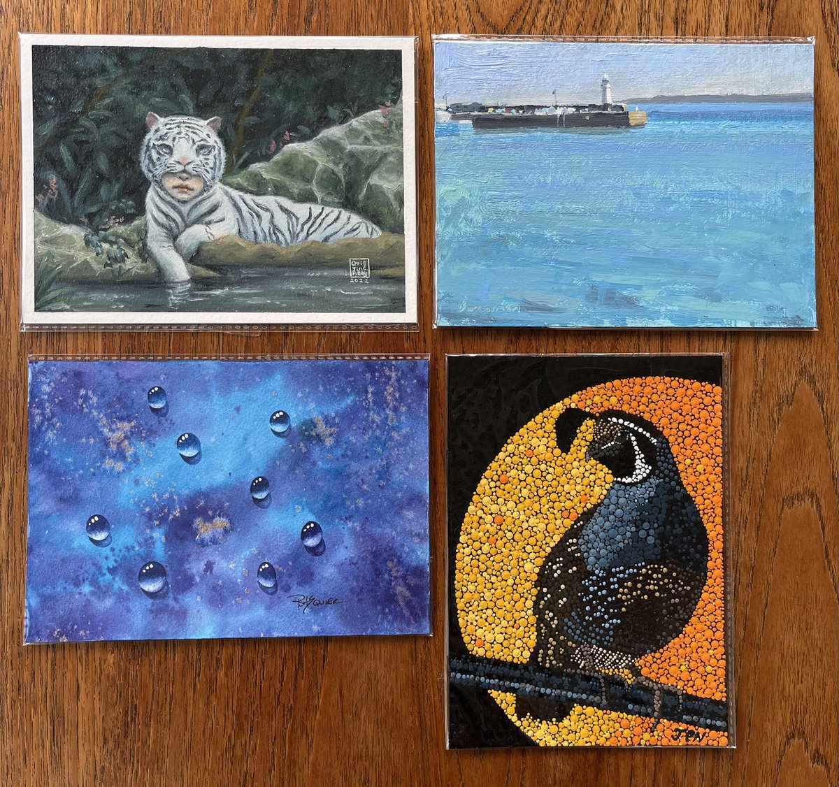 My purchases from the #TAE22 sale this weekend by <a href="/TheRita/">Rita, Artist</a> <a href="/christinerbay/">Christine R. Bay Art</a> <a href="/ThreeTabbies/">Joanne Nemeth</a> and <a href="/BarrowmanArtist/">Andrew Barrowman ARBSA PS</a> Thank you all for your support of the sale this year!!