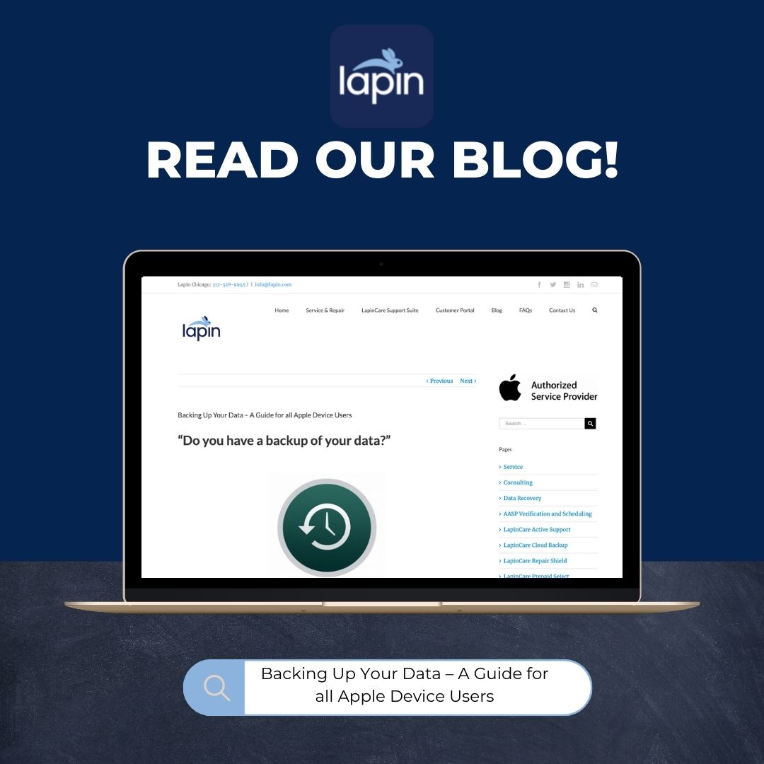 💬 Blog

Check out our blog for a general guide on backing up data for all Apple users!

Read on: ow.ly/S1Ms50JpFUg

#lapinsystems #macrepair