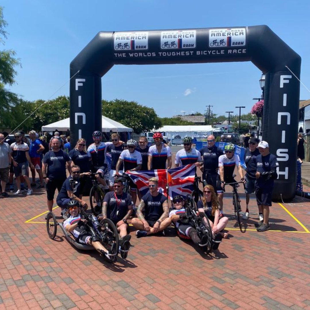 Blesma's tweet photo. Race Across America 2022 ✅

A huge congratulations to Team Blesma on making it across the finish line despite facing many bumps along the long, long road!

You've shown true determination and grit. We couldn't be more proud 💪 https://t.co/v4A1Fv2wH8