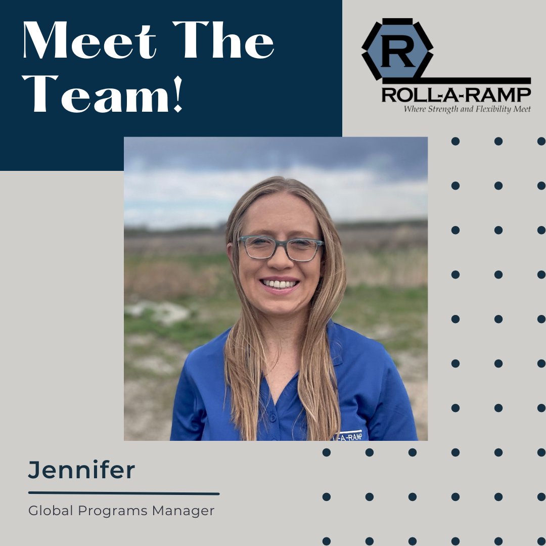 rollaramp's tweet photo. Say hello to Jennifer, our Global Programs Manager! When asked about working at Roll-A-Ramp, she replied, “one of the reasons I like selling ramps is it provides a solution to meet an important need." #accessibility #rollaramp #worklife https://t.co/dAydTFq4ys
