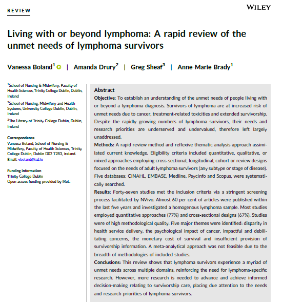 V Boland (@vanessaboland) on Twitter photo ☑️The first publication from my PhD is out in Psycho-Oncology <a href="/WileyGlobal/">Wiley</a> - a rapid review of the unmet needs of lymphoma survivors doi.org/10.1002/pon.59… <a href="/abrady4/">Anne-Marie Brady</a> <a href="/druryal/">Amanda Drury</a> <a href="/nephster13/">Greg Sheaf</a> <a href="/TCD_SNM/">School of Nursing & Midwifery, TCD</a> <a href="/BPOSUK/">BPOS UK</a> <a href="/APOSHQ/">APOS</a> <a href="/IPOSPsychoOncol/">IPOS</a> #survonc #lylhd #lylnh ☑️The first publication from my PhD is out in Psycho-Oncology <a href="/WileyGlobal/">Wiley</a> - a rapid review of the unmet needs of lymphoma survivors doi.org/10.1002/pon.59… <a href="/abrady4/">Anne-Marie Brady</a> <a href="/druryal/">Amanda Drury</a> <a href="/nephster13/">Greg Sheaf</a> <a href="/TCD_SNM/">School of Nursing & Midwifery, TCD</a> <a href="/BPOSUK/">BPOS UK</a> <a href="/APOSHQ/">APOS</a> <a href="/IPOSPsychoOncol/">IPOS</a> #survonc #lylhd #lylnh