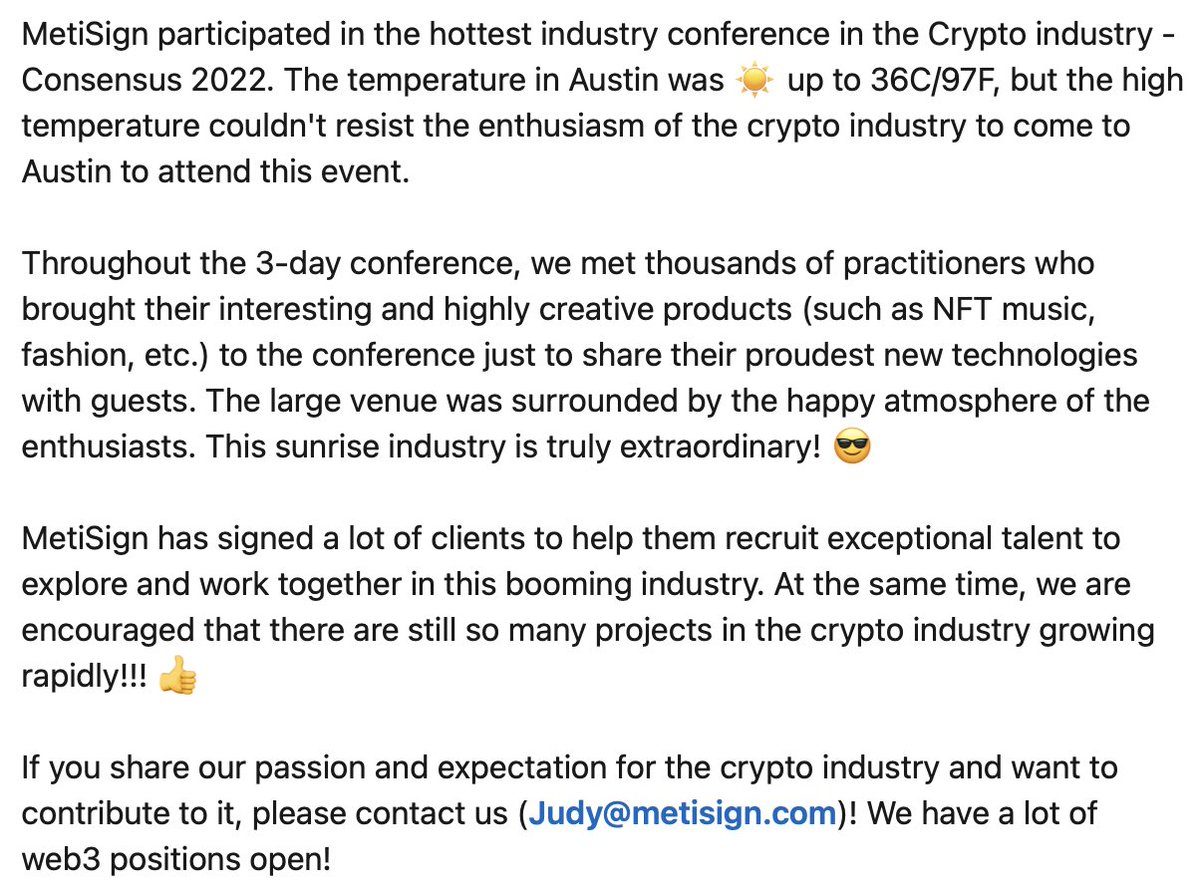 metisign's tweet photo. #consensus2022 #coindesk #web3 #web3jobs #job #cryptoindustry #blockchain #nft #metisign #letsmeetandsign #canada #usa https://t.co/Bzw2Tz8WrI