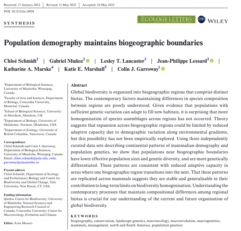 Gabriel Muñoz (@nasuaresearch) on Twitter photo Read our latest OA scientific contribution!
We statistically linked multispecies population-level processes to macroscale community-level patterns.
<a href="/chloology/">Chloé Schmidt</a> et al., Population demography maintains biogeographic boundaries. <a href="/Ecology_Letters/">Ecology Letters</a>
🐿️🦝🐒🦥
onlinelibrary.wiley.com/doi/epdf/10.11… Read our latest OA scientific contribution!
We statistically linked multispecies population-level processes to macroscale community-level patterns.
<a href="/chloology/">Chloé Schmidt</a> et al., Population demography maintains biogeographic boundaries. <a href="/Ecology_Letters/">Ecology Letters</a>
🐿️🦝🐒🦥
onlinelibrary.wiley.com/doi/epdf/10.11…