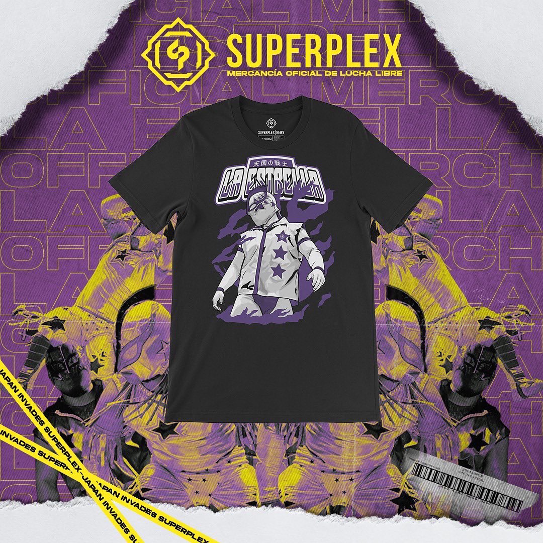 SuperplexN's tweet photo. La Estrella x Superplex 

Ya disponible el diseño oficial de La Estrella. 

#laestrella #dragongate #superplex #superplexbrand #superplexmerch #wrestlingmerch #wrestlingmerchandise #luchalibre #luchalibremerchandise https://t.co/ytsm1zLocl
