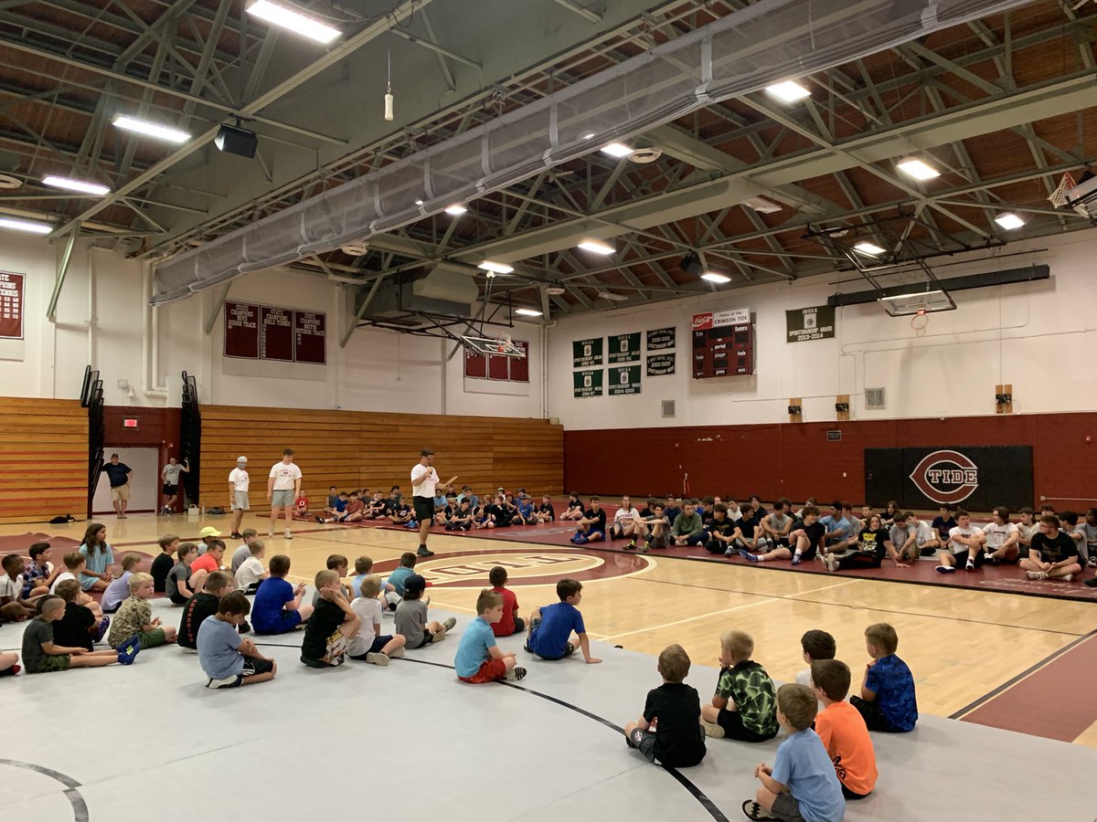 TideWrestling's tweet photo. After 2 years off, Ham Munnell’s Crimson Tide Wrestling Camp is back!!! Over 100 campers K-12 putting in off season work!!

#CTWC https://t.co/nYJMPIZ4bc
