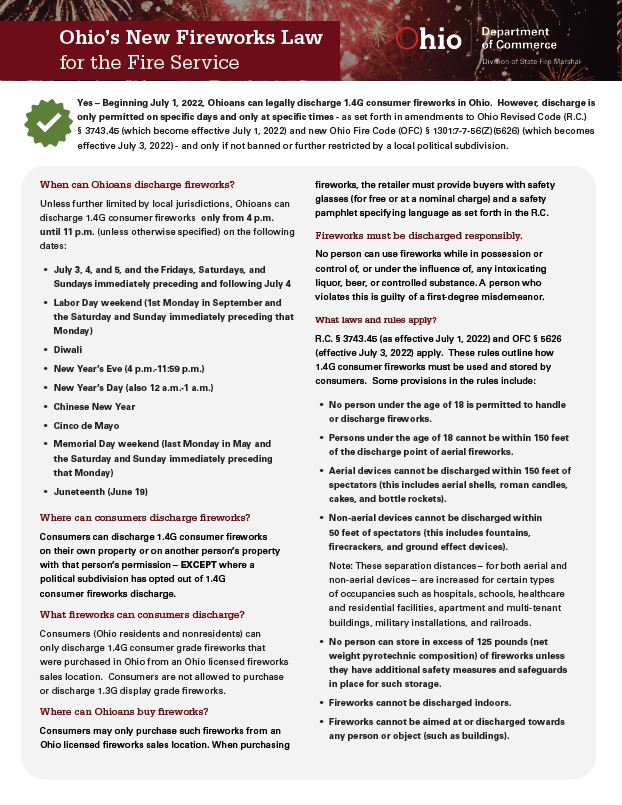 WauseonFire's tweet photo. With July 4th right around the corner, please be sure to follow Ohio's New Firework Law. Have fun &amp; be safe, everyone! https://t.co/F39vko5OYr