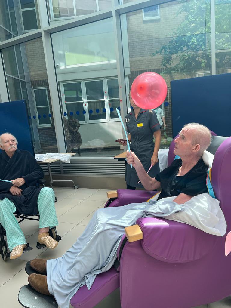 harper_bright's tweet photo. Wimbledon has landed on the Stroke Unit!Patients receive ⬆️limb therapy and mood boosting by playing 🎈 tennis!Our patients and staff had a fun time this morning!Followed by 🍓and cream naturally! @Caitylou7 @JustineWren2 @CatherineFusse2 @Mel_Chambers76 @kellyMcgovern21 https://t.co/E6NnUgLvNd