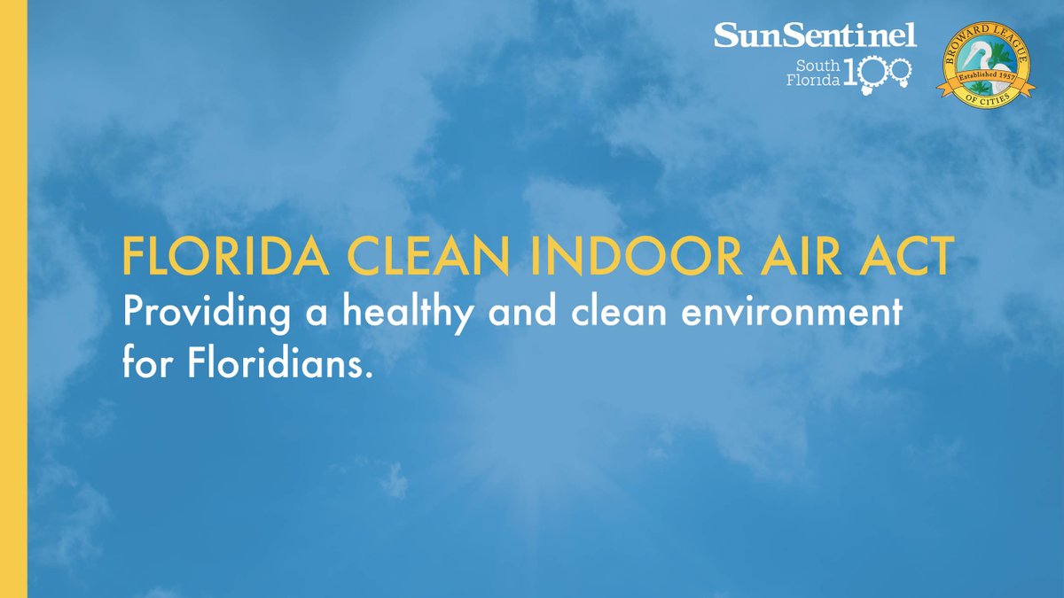 browardleague's tweet photo. In 1985, the Florida Clean Indoor Air Act was created to provide a healthy and clean environment for Floridians. Read more: https://t.co/q0RGUXMshZ
#SF100 @SoFlaOpinion https://t.co/23YVMNWDPX