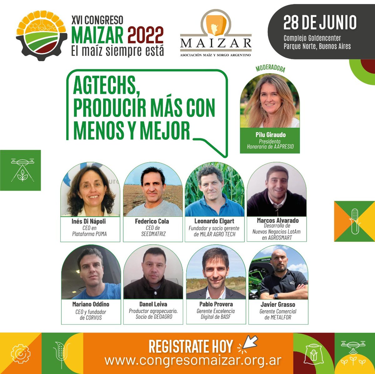 No te pierdas mañana los paneles de "Agtechs, producir más con menos y mejor! con la coordinación de <a href="/PiluGiraudo/">Maria B Pilu Giraudo</a> en @MAIZYSORGO a las 10:15h y a las  17:15h 
¡¡Superinteresante!! 🌾🌾🌾