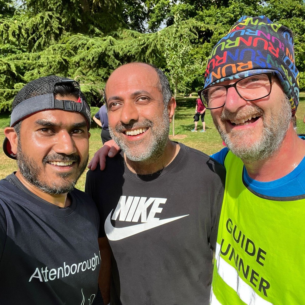 parkrunUK's tweet photo. With help from my guide and audio prompts to adjust my pace from @DocSandip I set a new park run PB 🤩 

Bhavesh  💬

This weekend Bhavesh ran alongside his doctor at @cassioparkrun, as @AttenboroughGP promoted the benefits of exercising together  🙌

🌳 #loveparkrun https://t.co/JdpEe6e2rB