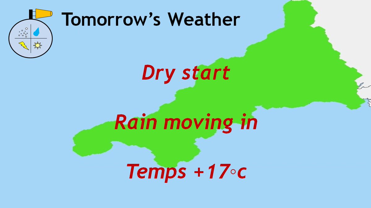 WeatherKernow's tweet photo. So tomorrow starts off dry but that pesky rain will move in and across the Duchy during the day. Some heavy bursts at times with temps hovering around +17c.
#Cornishweather #Weather #Kernow #Cornwall #ukrain https://t.co/oDVnKQ5oyD