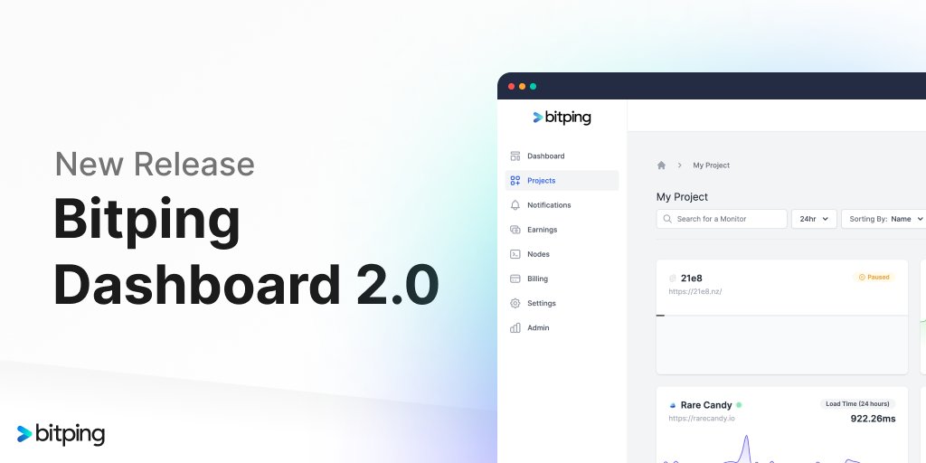 BitpingApp's tweet photo. Bitping Dashboard 2.0 is now live, with a fresh new look, added monitoring features, and an upgraded user experience for node operators!

Join the network today: https://t.co/1XCgAr933n https://t.co/uk1K095DCY
