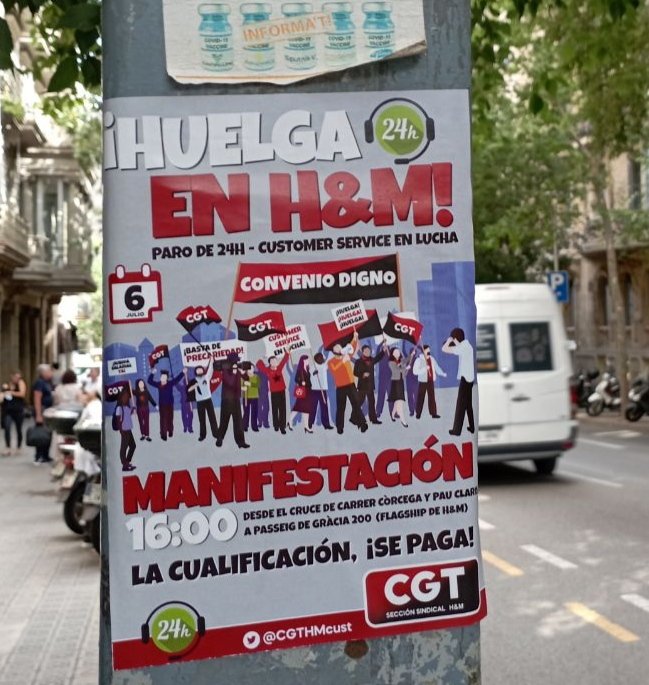 CGTHMcust's tweet photo. El 06/07/22 a las 16:00 nos manifestaremos desde Pau Claris 194 hasta la tienda de @hmespana de Passeig de Grácia 
📢🔥📢🔥 A la #Huelga compañeras!
Por un salario digo!
#CGT #nonosrendimos #nooshagaislossuecos https://t.co/K7r3fDsjh9