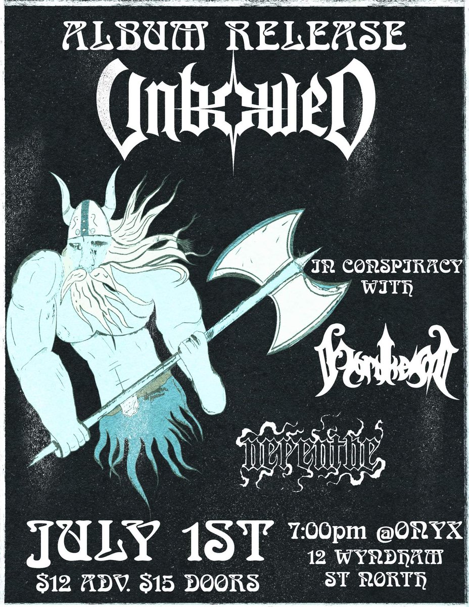 Friday!!

July 1st - Guelph, ON @ Onyx 

#deathmetal #blackmetal #melodicdeathmetal #progressivemetal