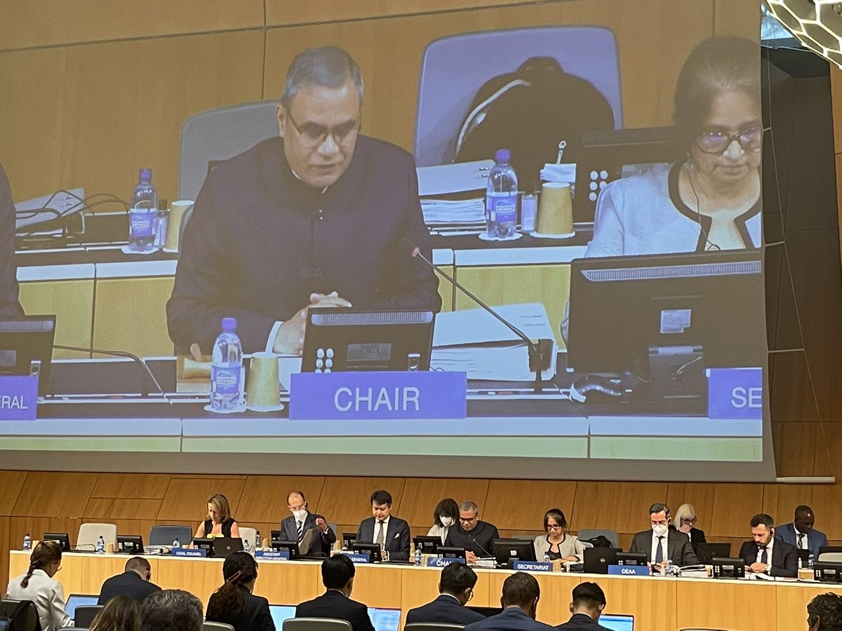 IndiaUNGeneva's tweet photo. Amb @IndraManiPR assumed today the chairmanship of the Program &amp; Budget Commitee of @WIPO, for 2022, which deals with Audit, Oversight, Performance Appraisal, Finance, Administration and Programs of WIPO.
@DPIITGoI @CIPAM_India @MEAIndia @startupindia https://t.co/2UxdE1scOb
