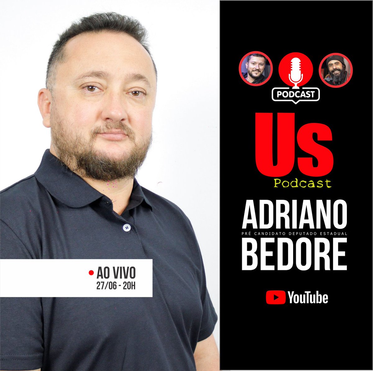 adrianobedore's tweet photo. Fui convidado pelo US PODCAST para conversar sobre meu amor pela nossa cidade de Atibaia e o lançamento de minha pré candidatura a Deputado Estadual. O link para assistir  AO VIVO nossa conversa é  https://t.co/9h1H8JZqpJ https://t.co/fQxursdwom