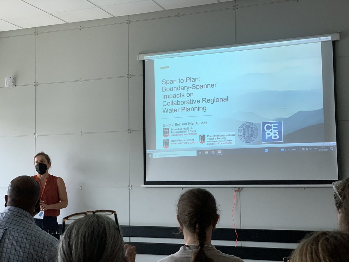 @EmilyGinnyBell getting started on her talk on boundary spanning and collaborative water planning. Work with @TylerScottPhD 

#2022IASNR_Conference