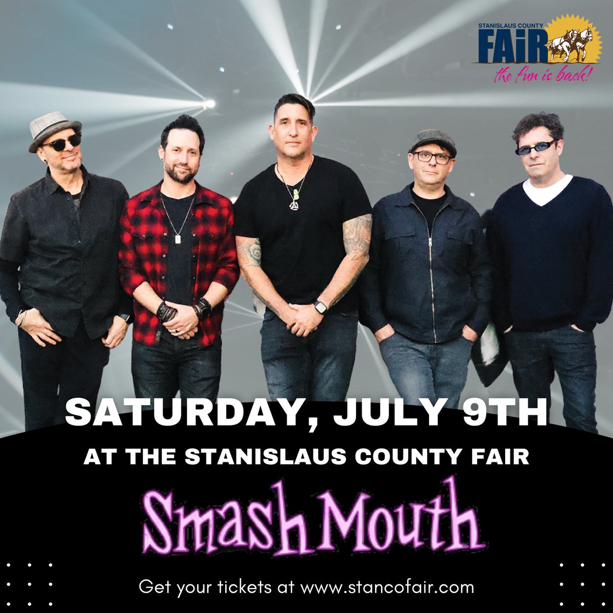 smashmouth's tweet photo. Live on the @Xfinity stage July 9th! @CoorsLight #NorCalLive @stancofair #TheFunIsBack https://t.co/kVYlxr9hml