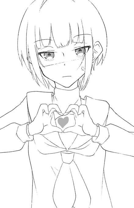 便乗71日目
ハートマーク作ってくれる千夜ちゃん 線画
#100日チャレンジ 