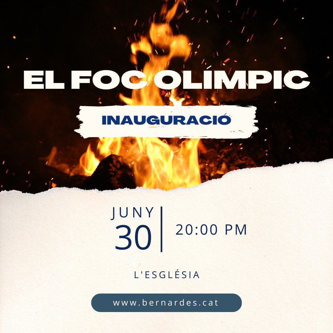 LesBernardes's tweet photo. Us recordem que la inauguració de l'exposició "El foc olímpic", a la Sala l'Església, amb motiu de la celebració dels 30 anys dels Jocs Olímpics de Barcelona 1992, serà dijous que ve a les 8 del vespre
#LesBernardes #JocsOlímpics #Olimpiades #JocsdeBarcelona #Torxes #Barcelona92 https://t.co/joa1kOtzqF