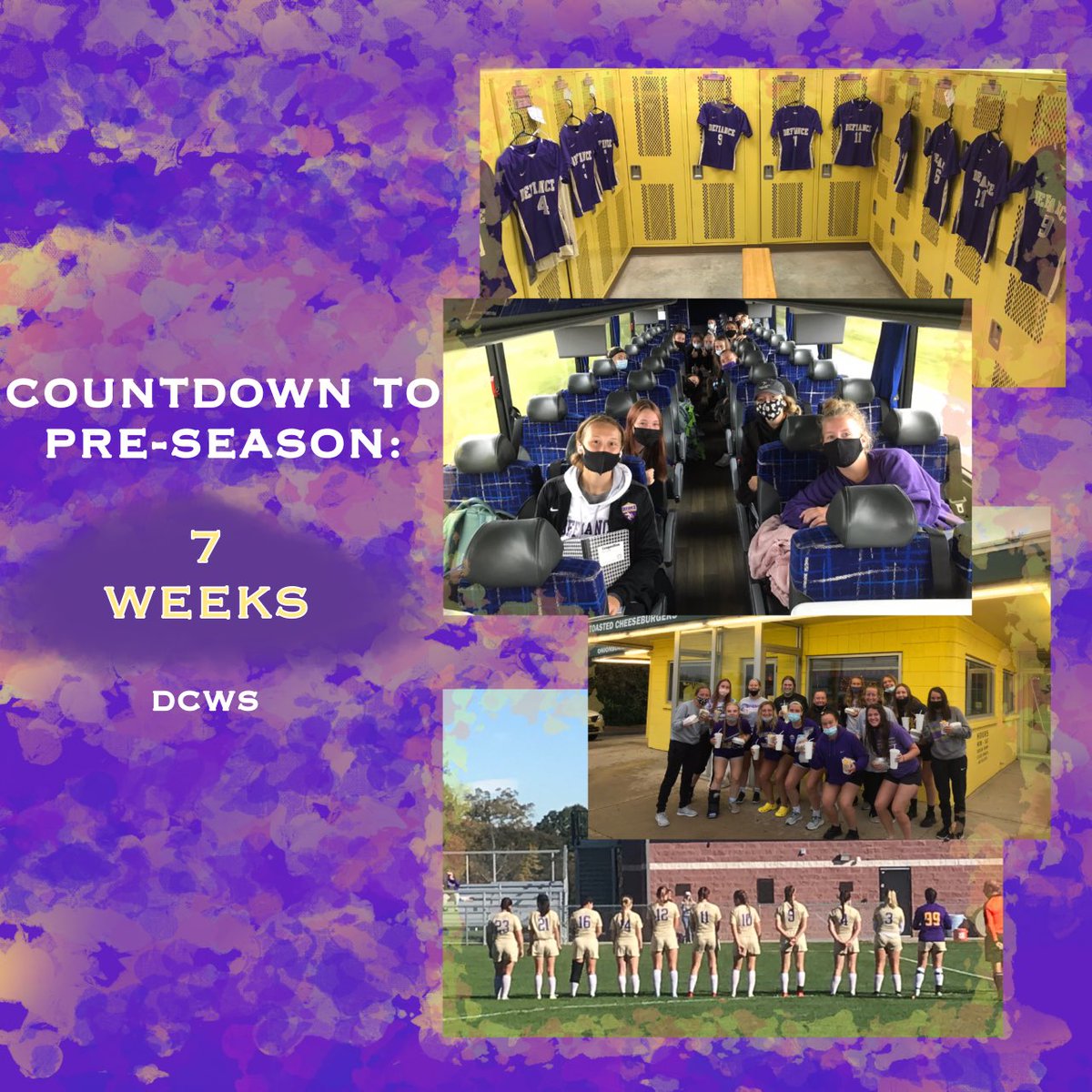 DefiCollegeWSOC's tweet photo. Pre-season is just around the corner for @DC_WSOCCER! All of our athletes are getting pumped and ready for the 2022 season and we could not be more excited! #DCWS #Countdown 🐝💛💜⚽️ https://t.co/Yhh9sLgE8L