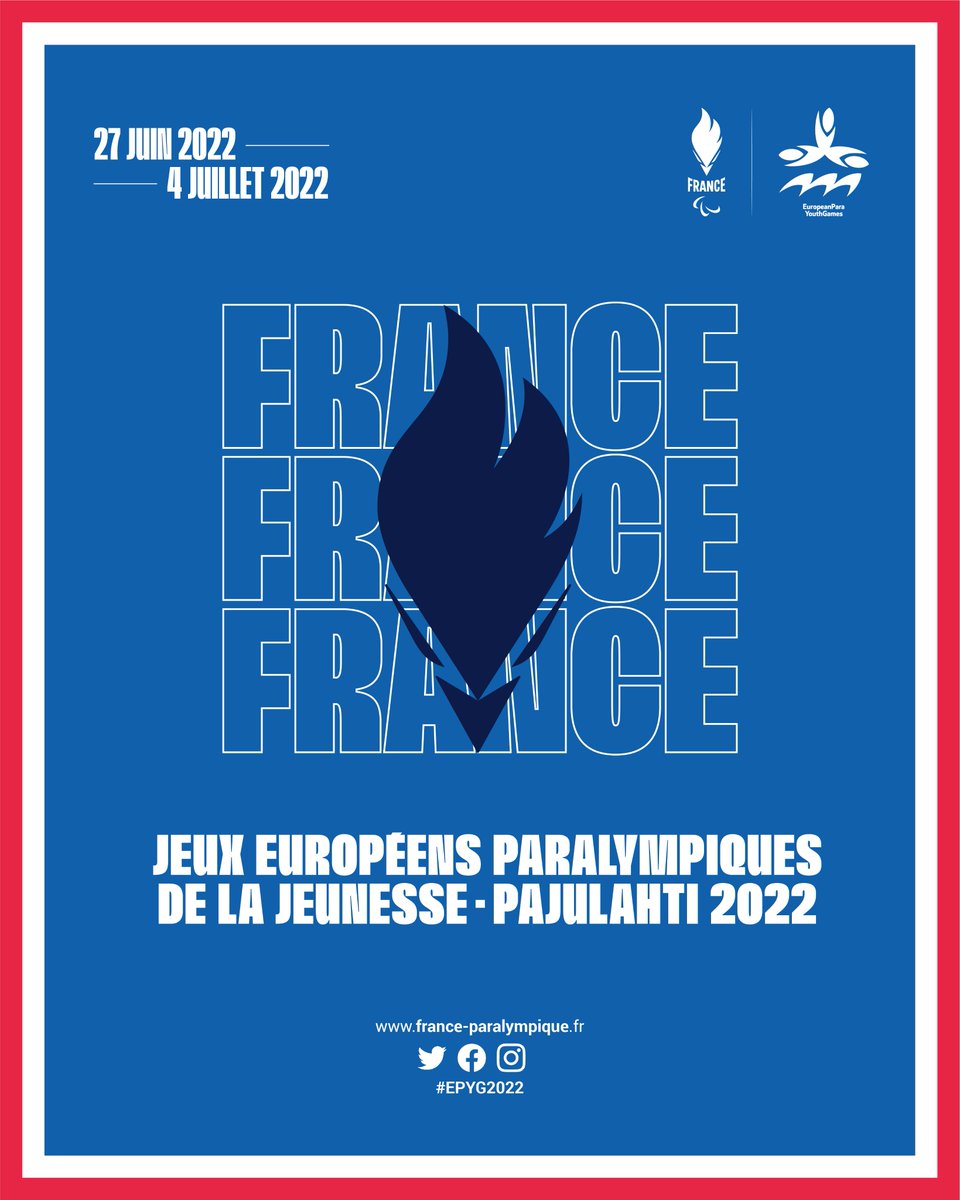Aujourd’hui les Jeux Européens Paralympiques de la Jeunesse de Pajulahti débutent en Finlande 🇫🇮 
Bons Jeux à l’<a href="/EquipeFra/">Equipe France</a> qui sera sur place pour défendre nos couleurs.

Faites nous vibrer, et faites vous plaisir !
#EPYG2022