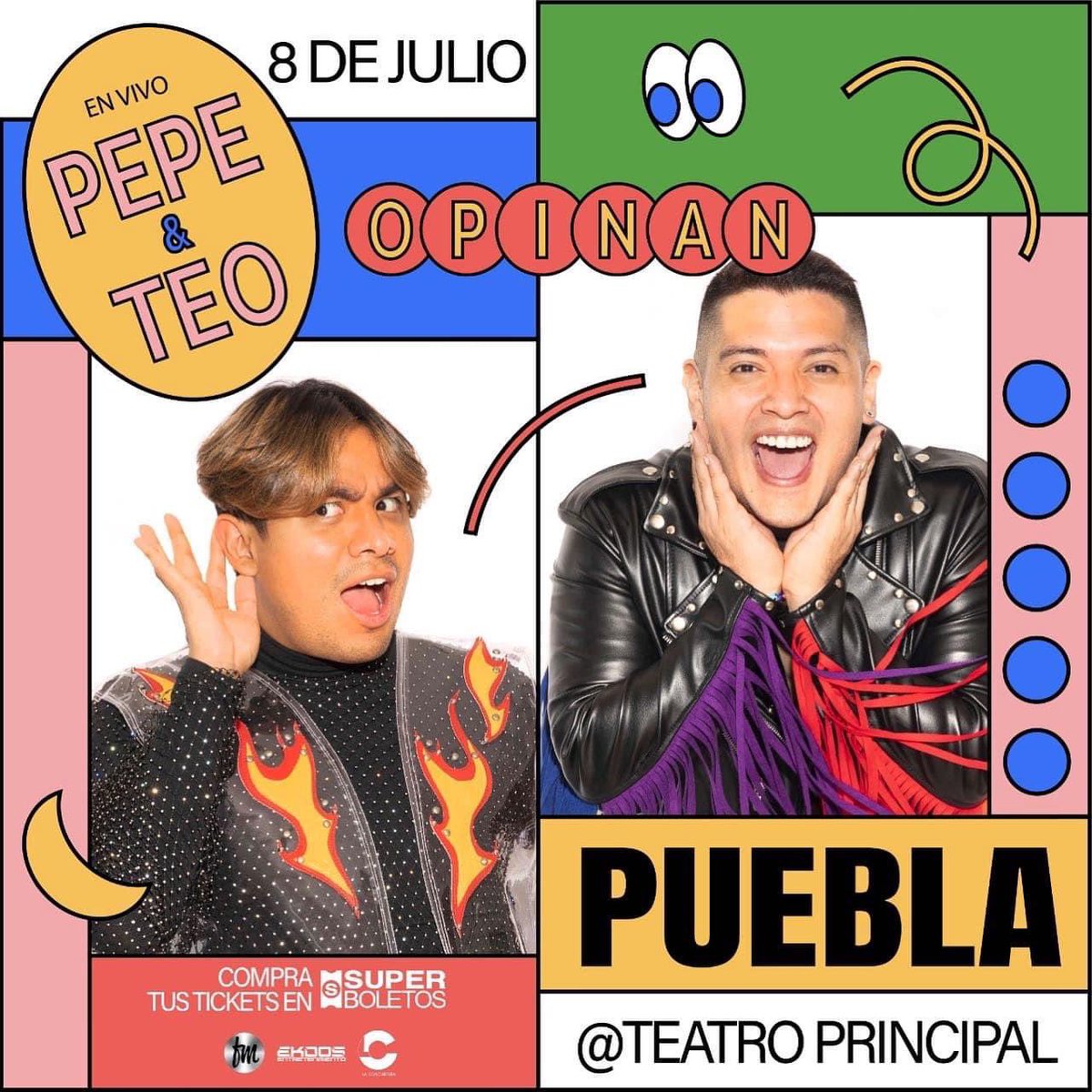 RPProduccionesO's tweet photo. Llega la mejor dupla de #méxico @PepeYTeo este próximo 8 de Julio al @TPrincipalPue 
Venta de boletos en @SuperboletosMx 

@OficialFMP @FMproducciones_ @EkoosEntreteni1 

#puebla #pueblacity #pueblamexico #pueblagram https://t.co/Tb0OdAsdrQ