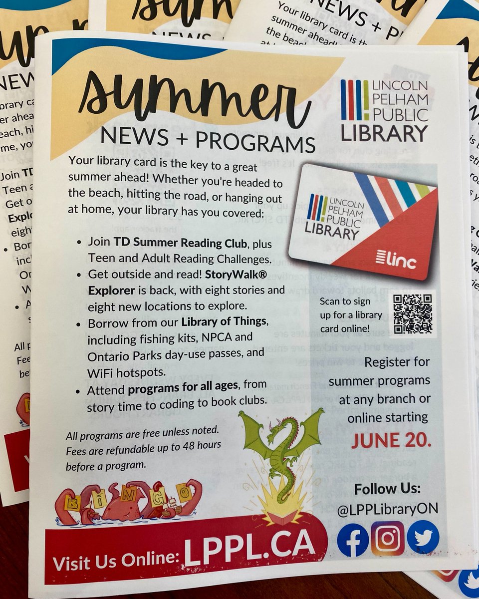 Have you taken a look at our summer program guide?

Pick up a copy at any branch or read it online here: ow.ly/UnA850JIF29

All programs are open for registration. Sign up online or in-person.

#LincolnON #PelhamON