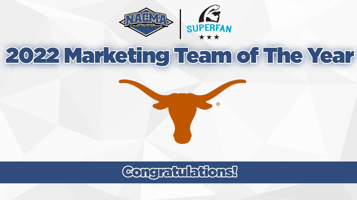 We are excited to announce this year's Marketing Team of the Year, presented by <a href="/superfaninc/">SuperFan, Inc.</a>, winner <a href="/TexasLonghorns/">Texas Longhorns</a>! 👏👏🤘 Congratulations!