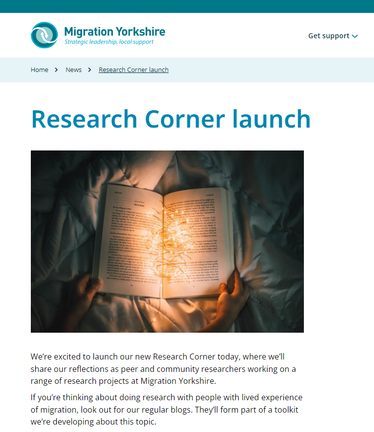MigrationYorks's tweet photo. We’re excited to launch our new Research Corner, home of our peer and community researcher blog posts. https://t.co/UCEFBirrRJ #PeerResearch https://t.co/fRnZ3QUQzg