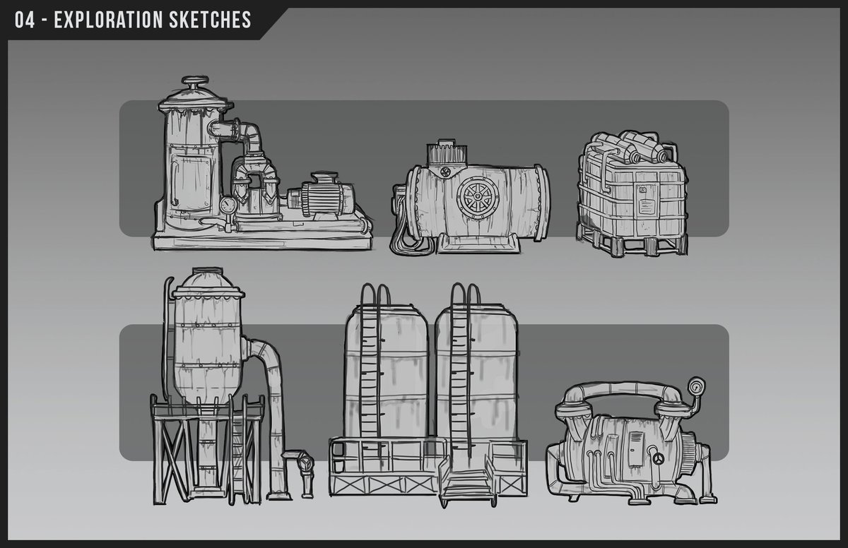 OestreichNadine's tweet photo. Hello, I made a few industrial prop designs on the weekend c: Hope you like them! 
#conceptart #ArtistOnTwitter #design 
Go to my artstation for a better viewing experience :D
https://t.co/Qbd0P248so https://t.co/XOzhzijvdl