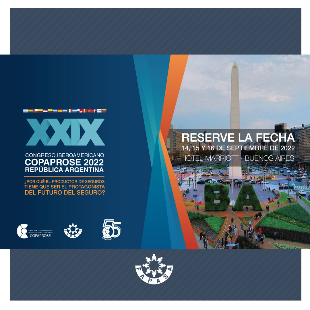 FAPASAOFICIAL's tweet photo. 🗓RESERVE LA FECHA

📍Desde #FAPASA te invitamos a agendar la fecha del 14 al 16 de septiembre para participar del XXIX Congreso Iberoamericano #COPAPROSE 2022 - República Argentina, que acontecerá en Buenos Aires.

TE ESPERAMOS! 💭😃

#seguros #argentina🇦🇷 #productoresdeseguros https://t.co/YxavFO5nvK
