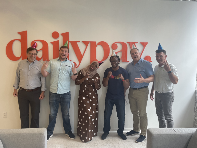 DailyPay's tweet photo. This month we celebrate ๐ the 3rd year anniversary of @DailyPay 's #Minneapolis headquarters! A small but mighty crew worked out and huddled in shared spaces. Three years later, we have 3 full floors of culture and community! #worklplace #culture #values https://t.co/by1c251d11