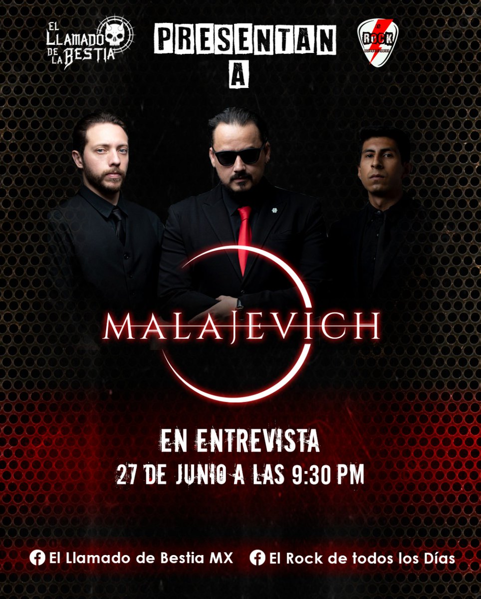 ElRockde's tweet photo. Hoy en "LUNES BESTIAL" estaremos platicando con nuestros amigos de @malajevichmusic junto con @llamadobestia
#estrenos #rock #rockandroll #heavymetal #hardrock #metal #indie #indipendiente #elrockdetodoslosdias #metalmx #elllamadodelabestia https://t.co/v5tMRPYH85