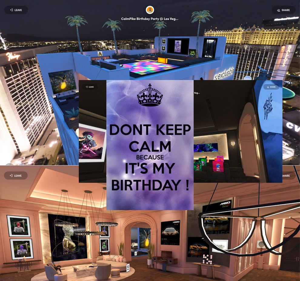 CalmPike's tweet photo. Today is my birthday. I'm throwing a party for the next 24h. 🎉🥳
Join the Metaverse Party, take a photo and share it on the comments below. 
https://t.co/LMruvGwZbI
See my NFT's collection from: @exclusible @BrokeBoyzNFT @McLarenAuto @OrangeCometNFT @Gossamer_world and more ... https://t.co/gdIatYqHof