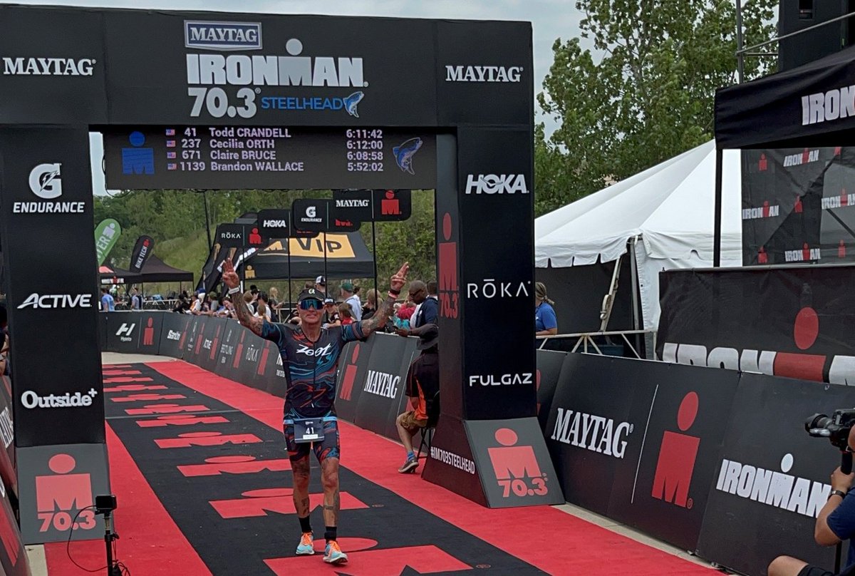 Racing4Recovery's tweet photo. 100 For Recovery: @IRONMANtri Steelhead in Benton Harbor, Michigan was Todd Crandell’s 96th completed IRONMAN event with a 1.4 mile Lake Michigan swim, a 56-mile bike loop, closing with 13.1 miles. He finished in 6:11:42. https://t.co/arMLilJrIa 
#racing4recovery #100forRecovery https://t.co/7zBKsYu5do