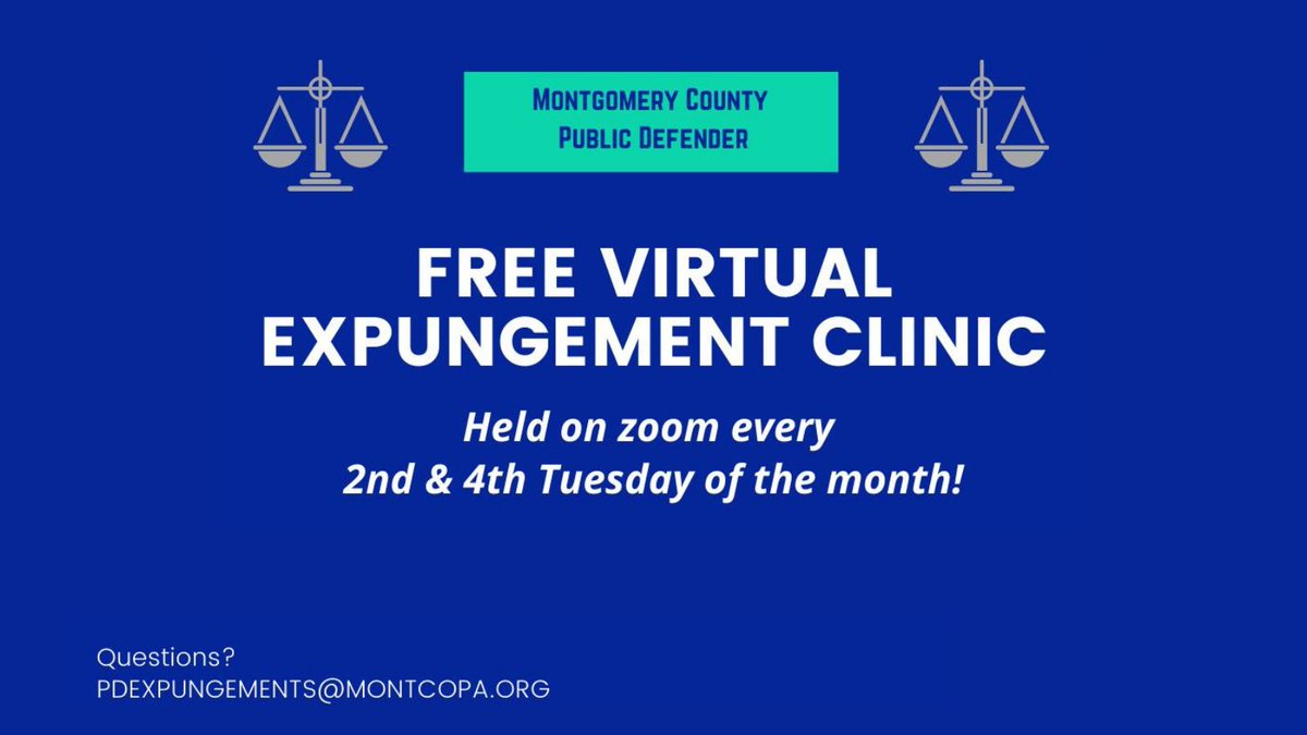 Don't let a prior offense keep you from making a fresh start.

<a href="/MontcoDefender/">Montgomery County PA Office of the Public Defender</a> will hold a virtual expungement clinic tonight from 4 to 6 p.m. Residents can meet with an advocate to see if they are eligible to have a conviction removed from their record or sealed.

More 👇