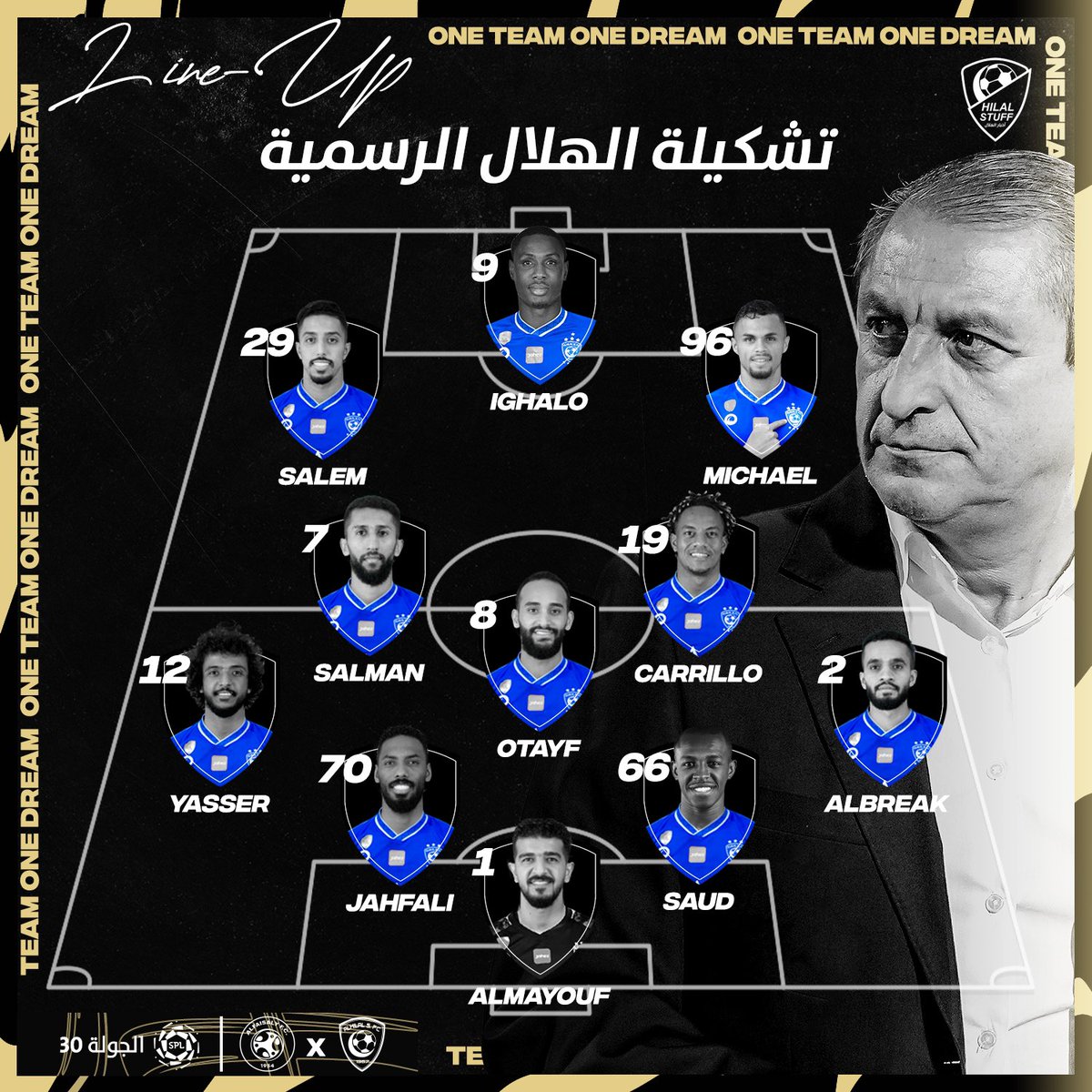 hilalstuff's tweet photo. 📋 تشكيلة الهلال أمام الفيصلي:

🇸🇦 المعيوف 
🇸🇦 الشهراني
🇸🇦 جحفلي
🇸🇦 سعود  
🇸🇦 البريك 
🇸🇦 عطيف  
🇸🇦 الفرج 
🇵🇪 كاريلو 
🇸🇦 سالم 
🇧🇷 ميشيل
🇳🇬 إيغالو

بالتوفيق في مواجهة الحسم 💙 🏆 https://t.co/e4oc5PkxhA