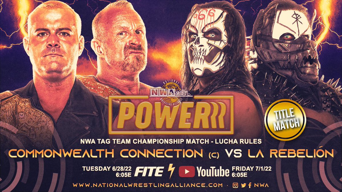 JoeGalliNews's tweet photo. Main event on #NWAPowerrr! @NWA World Tag Team titles will be on the line in a Lucha Rules #Alwayready rematch! #LaRebellion battle the men that dethroned them, NWA Tag Team Champions the #CommonwealthConnection!
@DBSmithjr @DougWilliamsUK vs @Bestia666tj #MechaWolf https://t.co/8B9glEcmVs