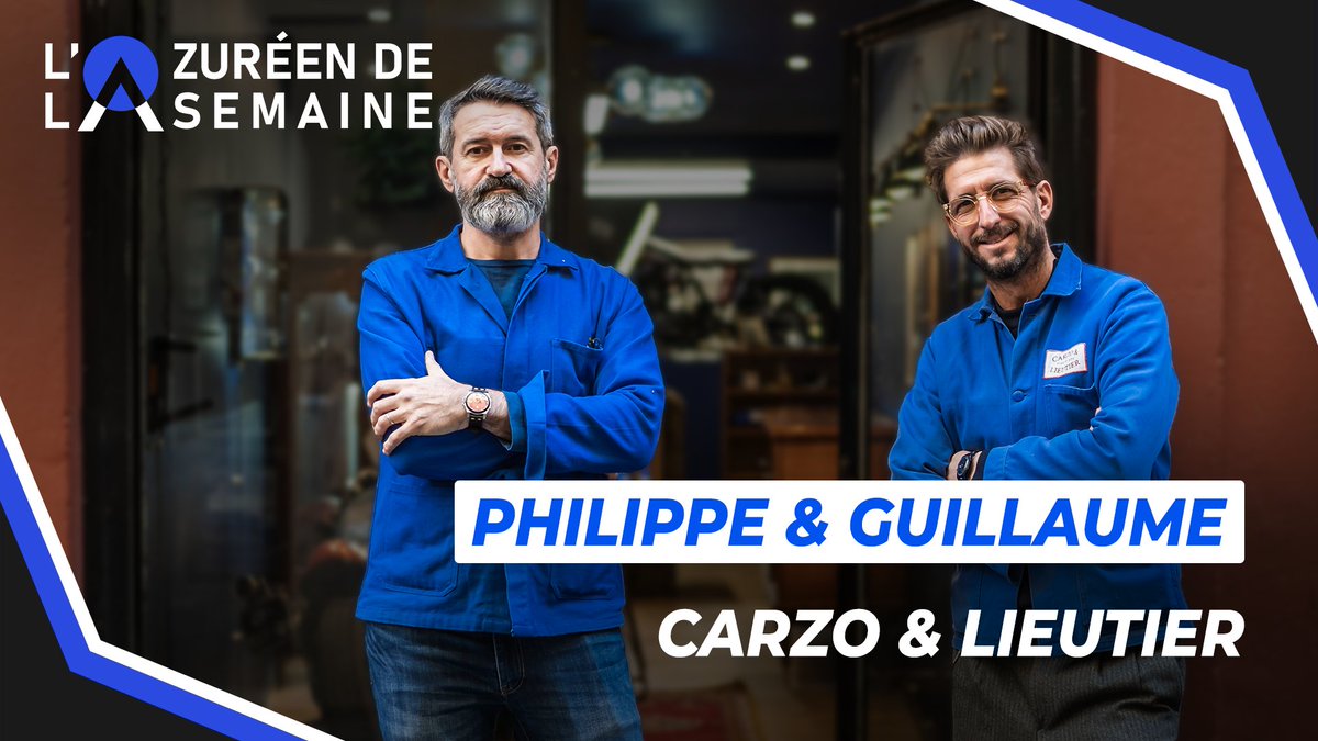 UPDC_Lemission's tweet photo. ⌚ Découvrez le portrait de 𝗣𝗵𝗶𝗹𝗶𝗽𝗽𝗲 𝗖𝗮𝗿𝘇𝗼 et 𝗚𝘂𝗶𝗹𝗹𝗮𝘂𝗺𝗲 𝗟𝗶𝗲𝘂𝘁𝗶𝗲𝗿, fondateurs de @carzoetlieutier  pour notre 28ème épisode de #LAzureenDeLaSemaine

👉 RDV ici: https://t.co/WKyFEKripz 

#ExploreNiceCotedAzur #Nice06 
#CarzoEtLieutier #CotedAzurFrance https://t.co/UcvD6nzAi9