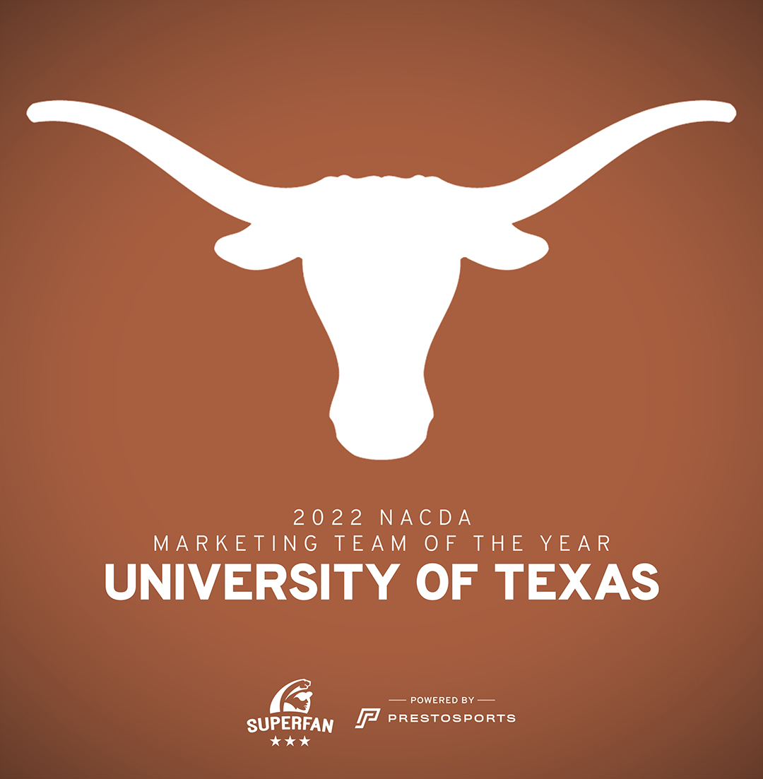 Congratulations to the <a href="/TexasLonghorns/">Texas Longhorns</a> on being named the 2022 <a href="/NACDA/">NACDA</a> Marketing Team of the Year!