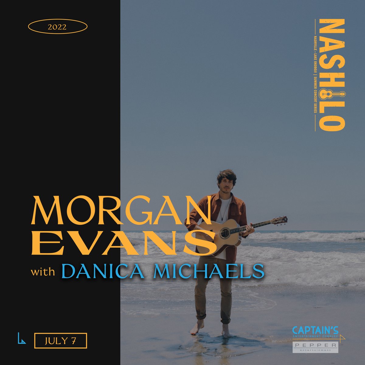 🎆 Tomorrow Night 🎆
<a href="/Morgan_Evans/">Morgan Evans</a> &amp; <a href="/DanicaMichaels_/">Danica Michaels</a> 
<a href="/CaptainsGetaway/">Captain's Getaway</a> 

On Sale NOW!
pe.eventlink.to/NASHLO

2022 NASHLO Concert Series at Captain's Getaway on Lake Okoboji in Arnold’s Park, IA.