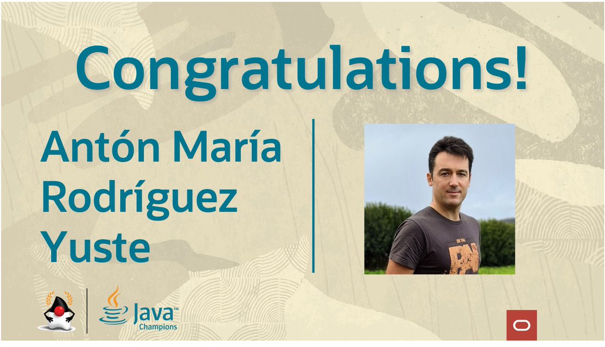Congratulations to new #Java Champion <a href="/antonmry/">Antón</a>