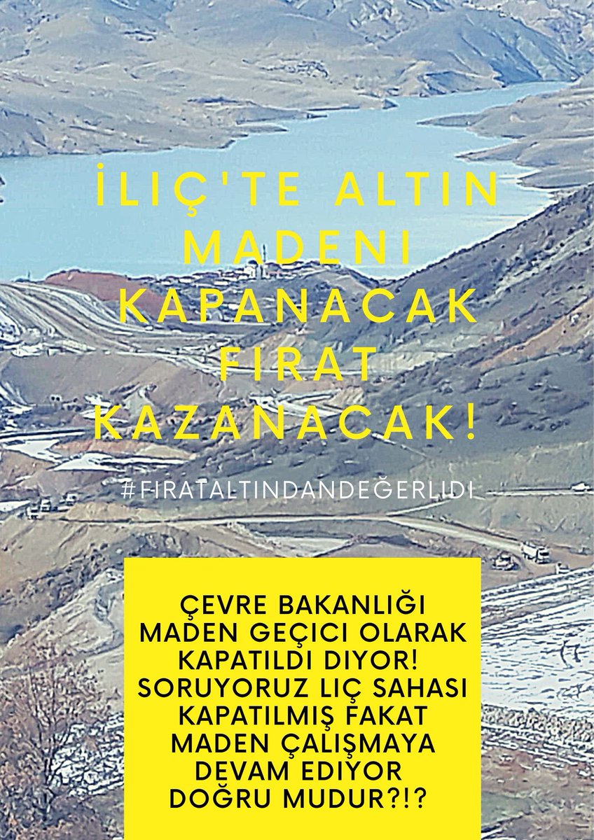 ilicdogacevre's tweet photo. İliç'te iki büyük siyanür sızıntısını önce yalanladılar, sonra kamuoyu baskısı ile kabul etmek zorunda kaldılar. Tonlarca siyanür toprağa, Fırat'a karıştı! Yukarı Fırat Havzası katliam gibi bir kapasite artışına kurban edilmek isteniyor! Madeni Kapat! #FıratAltındanDeğerlidir https://t.co/nDcNJuVMTa